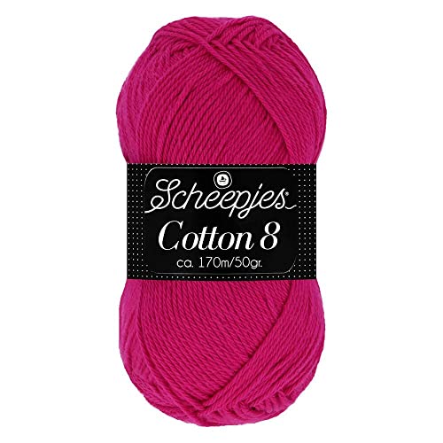 Scheepjes Cotton 8 Baumwollgarn fuchsia | Häkelwolle reine Baumwolle zum Stricken und Häkeln | 100% Baumwolle | 50g ~170m für Nadelstärke 3 mm (720) von Scheepjes