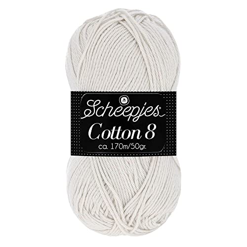 Scheepjes Cotton 8 Baumwollgarn kreide | Häkelwolle reine Baumwolle zum Stricken und Häkeln | 100% Baumwolle | 50g ~170m für Nadelstärke 3 mm (700) von Scheepjes