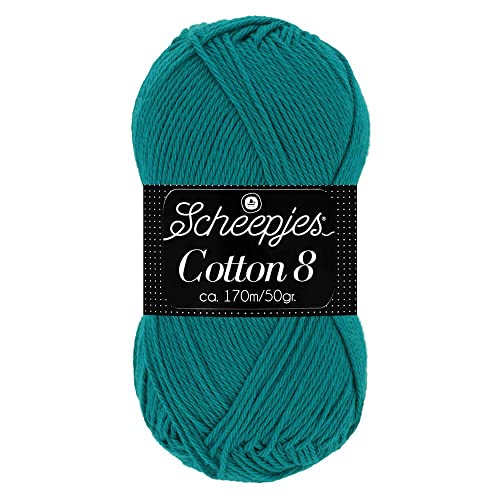 Scheepjes Cotton 8 Baumwollgarn petrol | Häkelwolle reine Baumwolle zum Stricken und Häkeln | 100% Baumwolle | 50g ~170m für Nadelstärke 3 mm (724) von Scheepjes