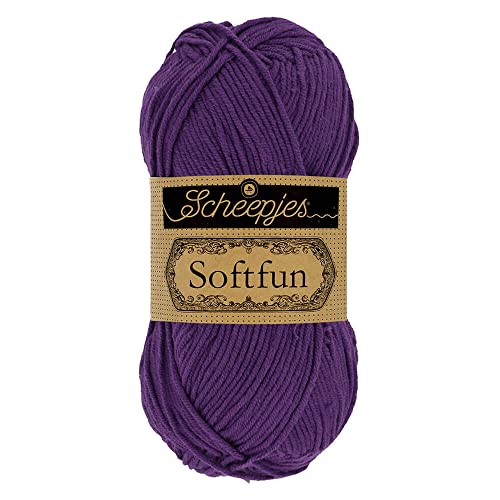 Scheepjes 1592-2 Softfun Baumwolle Garn, 2515 Tief Violett, 10x50g, 10 Count von Scheepjes