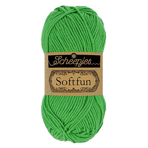 Scheepjes 1592-2605 Softfun Baumwolle Garn, Acryl, 2605 Emerald, 1x50g von Scheepjes