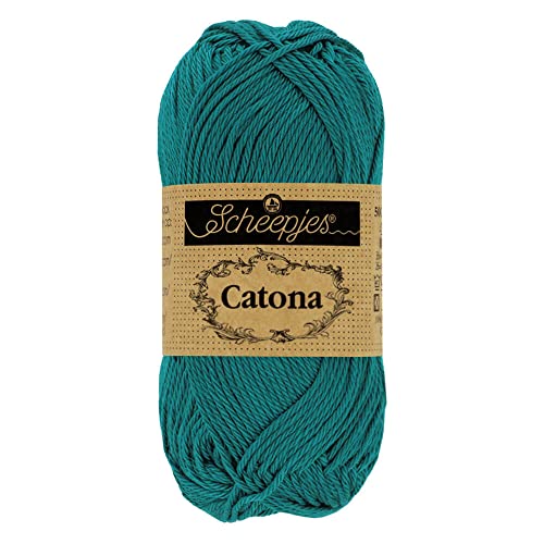 Scheepjes - Scheepjes 401 Dunkel Blaugrün Catona Garn - 10x50g von Scheepjes