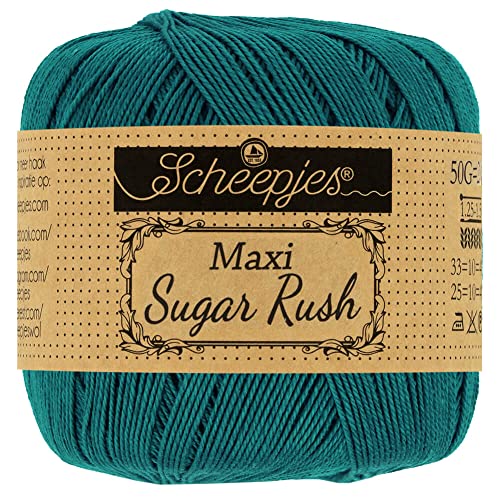 Scheepjes 1694-2 Maxi Sugar Rush Baumwolle Garn, 401 Dark Teal, 10x50g, 10 Count von Scheepjes