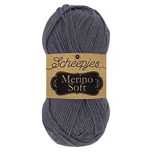 Scheepjes 1679-2 Merino Soft Baumwolle Garn, 50% Superwash-Merinowolle Mikrofaser 25% Acryl, 605 Hogarth, 10x50g, 10 Count von Scheepjes