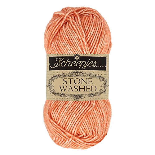 Scheepjes 1664-2 Stone Washed Baumwolle Garn, 78 22% Acryl, 816 Coral, 10x50g, 10 Count von Scheepjes