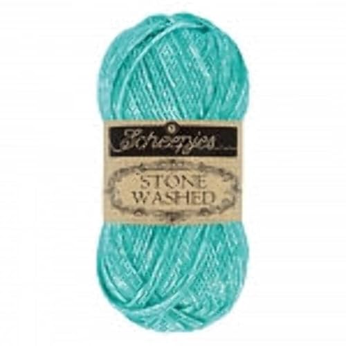 Scheepjes 1664-824 Stone Washed Baumwolle Garn, 78 22% Acryl, 824 Turquoise, 1x50g von Scheepjes