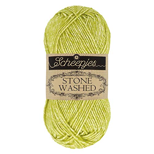 Scheepjes 1664-2 Stone Washed Baumwolle Garn, 78% 22% Acryl, 827 Peridot, 10x50g, 10 Count von Scheepjes