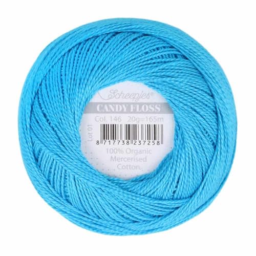 Scheepjes - Scheepjes Candy Floss 146 Vivid Blue (165m) Bio Mercerisiert Baumwolle Garn - 1x20g von Scheepjes