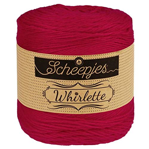 Scheepjes Whirlette | Baumwollgarn rot, Baumwollmischgarn einfarbig uni zum Stricken und Häkeln | (871 Coulis) von Scheepjes