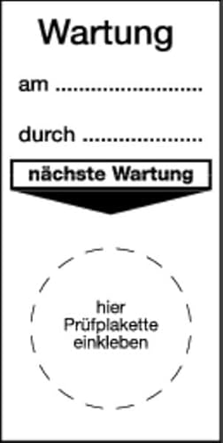 Schilder Klar 7/31 Grundplakette Wartung am durch, Folie Selbstklebend, Maße 80mm x 40mm, 40 Stück von Schilder Klar