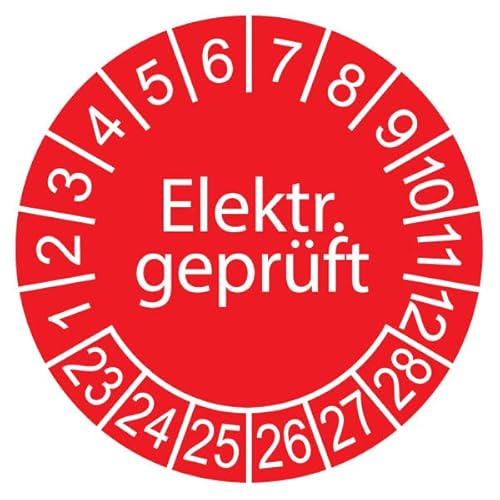 50 x Prüfplakette/Sicherheitsplakette 20 mm Durchmesser mit untersch. Beschriftungen (50, elektrisch geprüft) von Schilderkröten