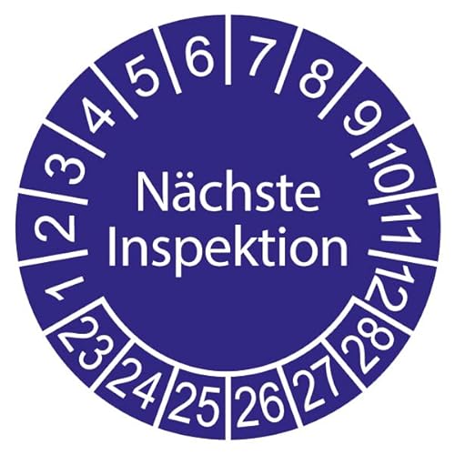 50 x Prüfplakette/Sicherheitsplakette 20 mm Durchmesser mit untersch. Beschriftungen (Nächste Inspektion) von Schilderkröten