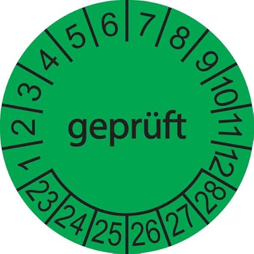 50 x Prüfplakette/Sicherheitsplakette 30 mm Durchmesser (geprüft - grün/schwarz) von Schilderkröten