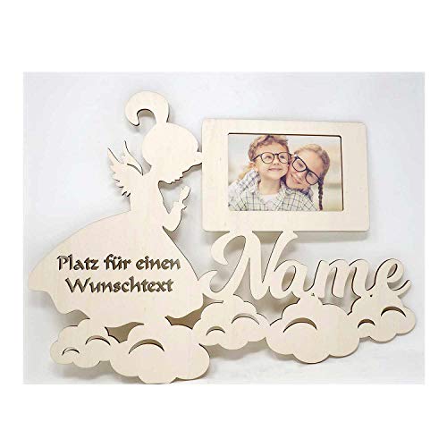 Schlummerlicht24 Licht & Deko Schutzengel Engel Geschenk für Kinder Babys I Holz Bilderrahmen mit Wunschtext und Namen individuell I Optional mit Farbe von Schlummerlicht24 Licht & Deko