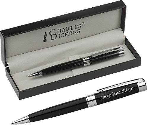 Charles Dickens® Metall Kugelschreiber Lena mit Gravur - Eleganter Drehfunktion Schwarze Mine - Geschenk zum Geburtstag mit Geschenk-Etui von Schmalz®