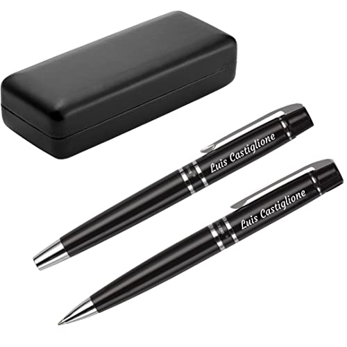 Charles Dickens® Schreibset aus Metall Santana mit Gravur - Dreh-Kugelschreiber Rollerball Schwarze Mine - Geschenk zum Geburtstag mit Geschenk-Etui von Schmalz®