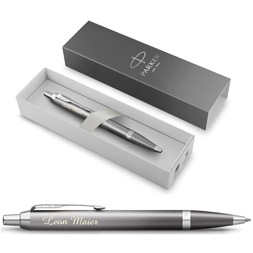Parker IM Rituals Grey Chrome Kugelschreiber mit Gravur | Premium Stift | Geschenkbox | personalisiertes Geschenk | | Geburtstag (Druckkugelschreiber, Grey Chrome) von Schmalz®