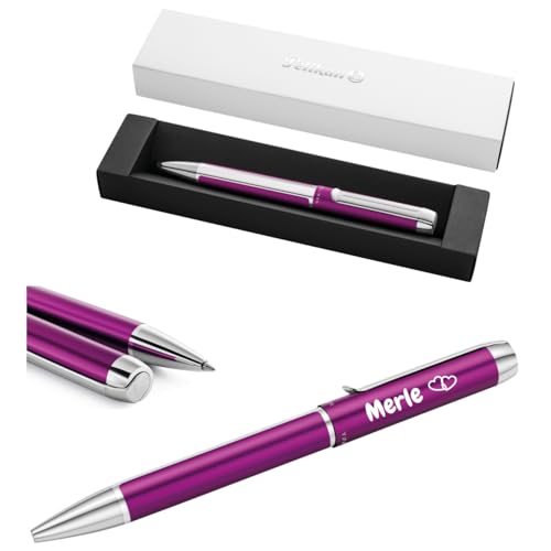 Pelikan Kugelschreiber Pura K40 mit Gravur Geschenk - einzigartige Stifte mit Namen - Kugelschreiber personalisiert (Violett) von Schmalz®