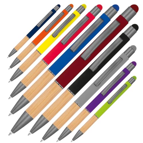 Schmalz® Aluminium-Bambus Touchpen Kugelschreiber mit Gravur Cookie - personalisiert mit großer Auswahl an Farben - Kugelschreiber als personalisierte Geschenke mit Wunschtext & Logo (UV-Druck, 500) von Schmalz®