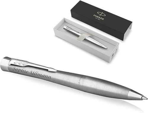 Schmalz® Parker Urban Kugelschreiber Twist mit Gravur | Premium Stift | Geschenkbox | blaue Tinte | edel | personalisiertes Geschenk | Namen | graviert | Jahrestag | Geburtstag (Metro Metallic C.C.) von Schmalz®