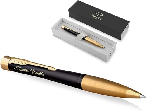 Schmalz® Parker Urban Kugelschreiber Twist mit Gravur | Premium Stift | Geschenkbox | blaue Tinte | edel | personalisiertes Geschenk | Namen | graviert | Jahrestag | Geburtstag (Muted Black G.C.) von Schmalz®