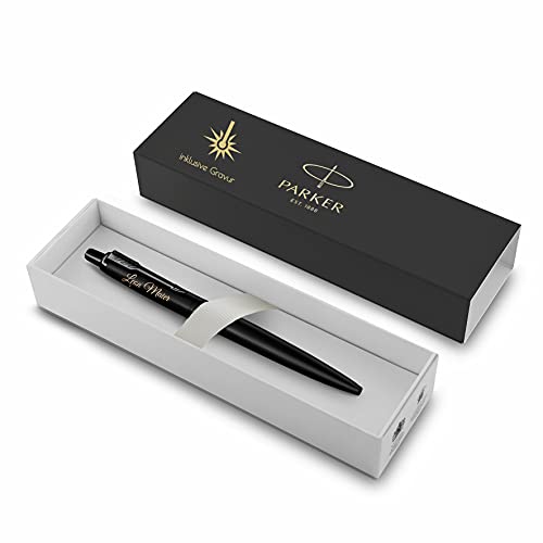 Parker Jotter XL Monochrome Kugelschreiber mit Gravur | Premium Stift | Geschenkbox | blaue Tinte | edel | personalisiertes Geschenk | Namen | graviert | Geburtstag | Idee (Black) von Schmalz®