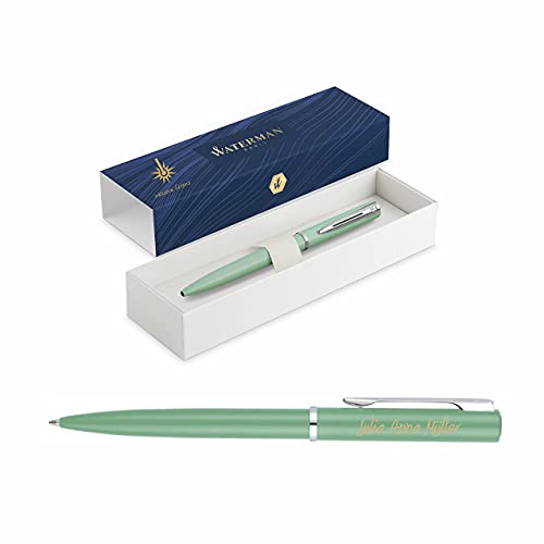 Waterman Allure Kugelschreiber mit Gravur | in Pastell-Grün | Geschenk | inspiriert von Pariser Mode | personalisiert | graviert | Blaue Tinte | Mittlere Spitze | edle Lasergravur | Geschenkbox von Schmalz®