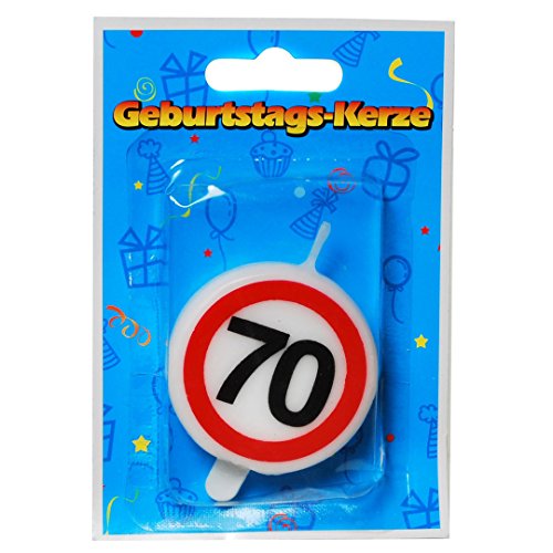 Kerze für Geburtstagtorte Verkehrschild Zahl 70 - 5cm von Schmidt