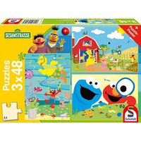 Schmidt Sesamstrasse Tierisch stark Puzzle, 3 x 48 Teile von Schmidt