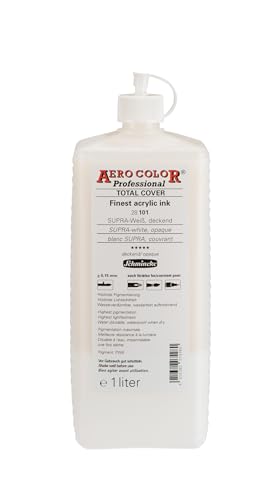 Schmincke - AERO COLOR® Professional, Supra Weiß, 1000 ml, 28 101 029, feinst-flüssige, farbstarke Acrylfarbe für Acrylmalerei von Schmincke