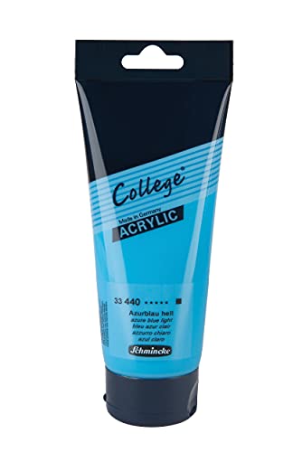 Schmincke - College Acrylic, Azurblau hell in 200 ml-Tube, 33440014, Acrylfarbe mit Künstler-Pigmenten in hoher Konzentration, deckend und lasierend, lichtecht, seidenmatt von Schmincke