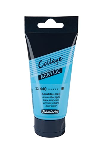 Schmincke - College Acrylic, Azurblau hell in 75 ml-Tube, 33440013, Acrylfarbe mit Künstler-Pigmenten in hoher Konzentration, deckend und lasierend, lichtecht, seidenmatt von Schmincke