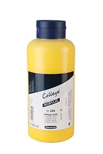 Schmincke - College Acrylic, College Gelb 750 ml, 33220030, Acrylfarbe mit Künstler-Pigmenten in hoher Konzentration, deckend und lasierend, lichtecht, seidenmatt von Schmincke