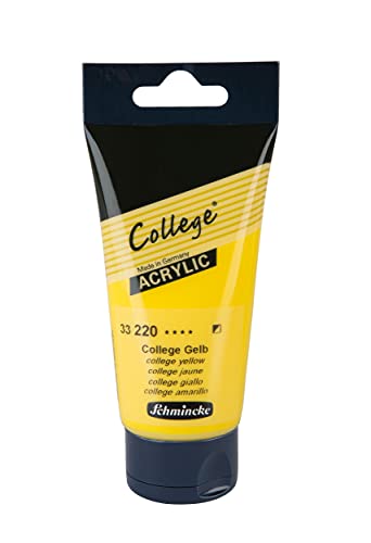 Schmincke - College Acrylic, College Gelb in 75 ml-Tube, 33220013, Acrylfarbe mit Künstler-Pigmenten in hoher Konzentration, deckend und lasierend, lichtecht, seidenmatt von Schmincke