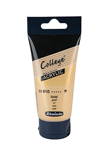 Schmincke - College Acrylic, Gold in 75 ml-Tube, 33810013, Acrylfarbe mit Künstler-Pigmenten in hoher Konzentration, deckend und lasierend, lichtecht, seidenmatt von Schmincke