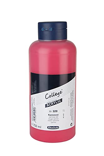 Schmincke - College Acrylic, Karminrot 750 ml, 33320030, Acrylfarbe mit Künstler-Pigmenten in hoher Konzentration, deckend und lasierend, lichtecht, seidenmatt von Schmincke