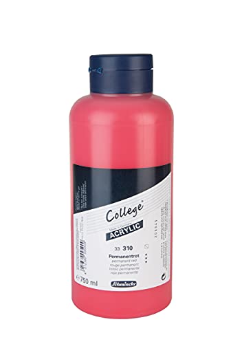 Schmincke - College Acrylic, Permanentrot 750 ml, 33310030, Acrylfarbe mit Künstler-Pigmenten in hoher Konzentration, deckend und lasierend, lichtecht, seidenmatt von Schmincke