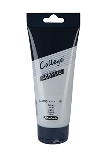 Schmincke - College Acrylic, Silber in 200 ml-Tube, 33800014, Acrylfarbe mit Künstler-Pigmenten in hoher Konzentration, deckend und lasierend, lichtecht, seidenmatt von Schmincke