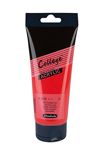 Schmincke - College Acrylic, Zinnoberrot in 200 ml-Tube, 33300014, Acrylfarbe mit Künstler-Pigmenten in hoher Konzentration, deckend und lasierend, lichtecht, seidenmatt von Schmincke