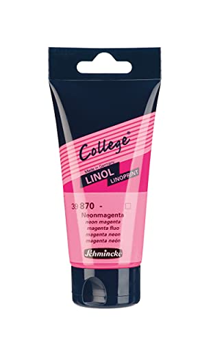 Schmincke - College Linol, Künstler-Linoldruck-Farben, Neonmagenta in 75 ml-Tube, 39870013, geruchsarme Linoldruckfarbe auf Wasserbasis, lichtecht, gleichmäßiger Druck von Schmincke