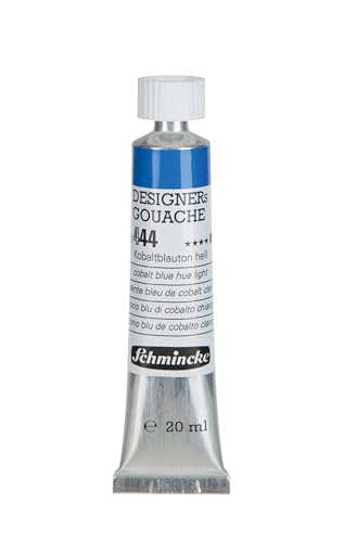 Schmincke - Designers Gouache, Kobaltblauton hell, 20 ml-Tube, 25 444 007, streifenfreier Auftrag, maximal deckend, farbintensiv und samtmatt von Schmincke