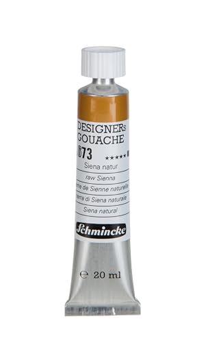 Schmincke - Designers Gouache, Siena natur, 20 ml-Tube, 25 673 007, streifenfreier Auftrag, maximal deckend, farbintensiv und samtmatt von Schmincke