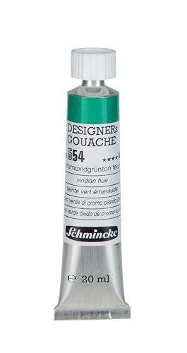 Schmincke - Designers Gouache, Chromoxidgrün feurig, 20 ml-Tube, 25 554 007, streifenfreier Auftrag, maximal deckend, farbintensiv und samtmatt von Schmincke