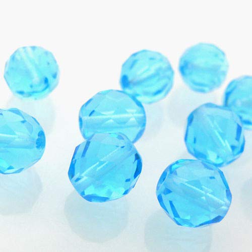 10 St. Glasperlen 10mm Glasschliffperlen Perlen blau aquamarin Kugeln facettiert von Schmuck-Traumwelt