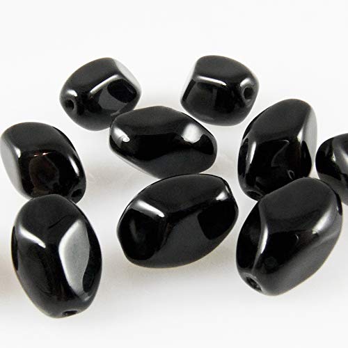 10 St. Glasperlen schwarz 13mm Nuggets Bastelperlen Böhmische Perlen Beads -1731 von Schmuck-Traumwelt