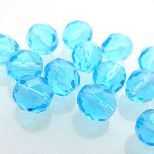 15 St. Glasschliffperlen 8mm aquamarin blau Facetten Perlen zur Schmuckherstellung von Schmuck-Traumwelt