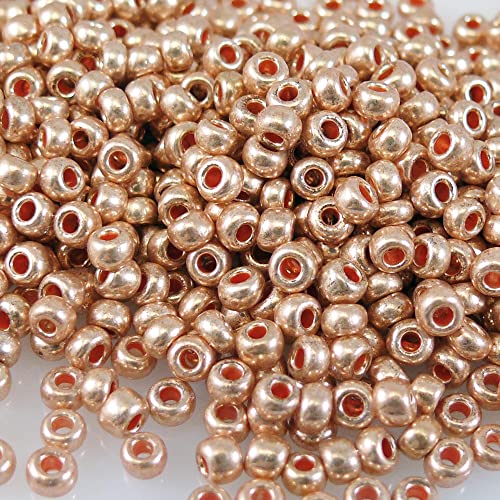 660 Rocailles 2mm Perlen Glasperlen apricot metallic Rocaillesperlen Indianerperlen Größe 8/0 von Schmuck-Traumwelt