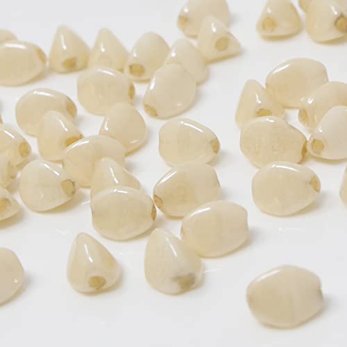 Glasperlen Pinch Beads 5x3mm 55 St. Perlen Alabaster-Beige Bastelperlen zur Schmuckherstellung von Schmuck-Traumwelt