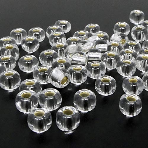 Große Rocailles-Perlen Transparent mit Silbereinzug 70 Stück Glasperlen 6mm zum Auffädeln und Basteln Größe 2/0 von Schmuck-Traumwelt