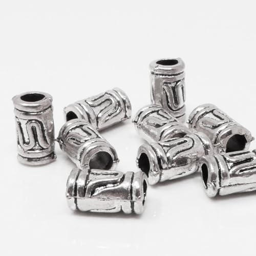 Großlochperlen Metallperlen 11x6mm Bastelperlen 10x Metall Silber Antik Perlen Beads Tubes von Schmuck-Traumwelt